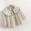 Kwiatowe koszule Doll Wiosna Jesień Koreański Wersja Baby Girls Lapel Koszula Odzież Western Style 20220303 Q2