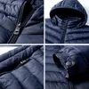 DARPHINKASA Hommes Hiver Parka Manteau Veste Imperméable À Capuche Chapeau Amovible Veste Hommes Solide Couleur Ultra Léger Femmes Parka Manteau 201218