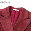 Sollinary Double Breasted Fashion Coats Jackor Kvinnor Höst Vinter Röda Corduroy Jackor Elegant Feminin Ol Slim Outwear Retro T200111