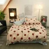 Solstice Cartoon Christmas Tree Elk Bedclothes Simple Fashion Geometric Stripes Bed Sheet Duvet Cover Sets 3/4pcs Bedding Set 201119