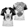 Marka odzież Viking Wzór tatuażu nadruk 3D T-koszulka Mężczyzn Tshirt Summer Funny T-shirt krótkie rękawowe topy o-dkolad