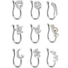 9PC / SET Crystal Butterfly Fake Nose Ring Non Piercing Clip på IndianStyle Heart Cuff Nariz Smycken 220224