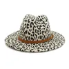 Leopard Top Hat для женщин Мужчины Широкие шляпы Breim Hats Формальная шляпа Женщина Джаз Панама Крышка Человек Федора Кэпс Мужская Трилби Capeau Fashion Fashions