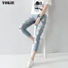 Plus size 25-32 Hole ripped jeans women harem pants loose ankle-length pants Boyfriends For woman Ladies skinny jeans 201223