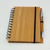 DIY hout bamboe cover notebook spiraalblok met pen 70 vellen gerecycleerd gevoerd papier 18x13,5 cm