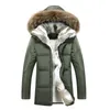 Vestes d'homme 2021 Veste d'hiver Veste de canard Hommes Manteau Parkas Mâle Épaissi Chaud Col De Fourrure Raton Laveur À Capuchon