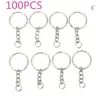 Keychains 100/50 PCs/Definir cadeias de teclas prateadas Stainless Lean Circle DIY 25mm Keyrings 3 Styles Jewelry Keychain Ring1