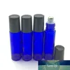 24 pièces échantillon de parfum 10ml bouteille à roulettes de classe bleue bouteille à rouler vide d'huile essentielle avec bouchon en plastique noir