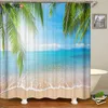 3D Seaside Scenery Beach Shower Curtain Home Decor Curtain Moldproof Waterproof Belt Hook Shower curtain Douchegordijn LJ201130