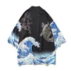 Japanse Kimono Cardigan Mannen Wave Carp Print Jassen Lange Dunne Heren Drop Ship Jacket Top Coat