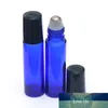 24 pièces échantillon de parfum 10ml bouteille à roulettes de classe bleue bouteille à rouler vide d'huile essentielle avec bouchon en plastique noir