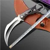 Neues Top-Qualitäts-Karambit-Klauenmesser mit 440C-Satinklinge, Full-Tang-Micarta-Griff, Outdoor-Camping-Taktikmesser mit Lederscheide