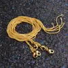 Chains 1MM 18k Gold Plated 925 Sterling Silver Snake Chain Necklace Diy Jewelry for Women