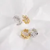 YPAY 100 pur 925 boucles d'oreilles en argent Sterling pour les femmes Europe INS brillant Zircon exquis feuille d'olivier boucle d'oreille bijoux YME5852582090