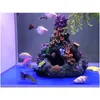Artificial rium Decoration Coral Reef Cave Fish Tank Hollow Rock House Ornament For Shrimp Hinding Y200917