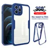 Étuis de protection d'écran intégrés à 360 degrés tout compris TPU PC robuste pour iPhone 15 14 13 12 11 Pro Max XR XS X 8 Plus Samsung S21 FE S22 S23 Ultra A20 A30 A51 A71 A10S A20S