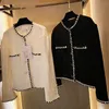 1226 XL 2022 Runway Wiosna Lato Marka Ten sam styl Sweter Z Długim Rękawem Crew Neck Paski White Cardigan Moda Odzież damska Wysokiej jakości damska