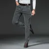 Autumn Winter Men's Stretch Jeans Business Casual Classic Style Trousers Black Gray Straight Denim Pants Male Brand 220115