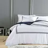 Pure White Luxury Hotel Bedding sets King Queen size Silver Gold Embroidery Duvet cover Cotton Bed sheet linen set Pillow cover T200822