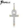 TOPGRILLZ solide dos Ankh croix collier hommes Hip Hop pendentif colliers glacé AAA + Bling CZ pierre cadeaux goutte 220217