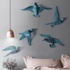 Européenne Résine Oiseaux Suspendus Artisanat Décoration Maison Salon Canapé TV Fond 3D Sticker Mural Ornement Mural Art Y200103