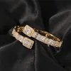 Le bling roi CZ personnalisé ouvert carré zircon baguette de zircone glacé sur le bracelet réglable pour hommes de luxe