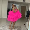 Fuchsia Pearry Короткие Платья Homecoming Tulle Юбки Женщины Вечеринки Платье Vestido De Festa Mini African Prom Tress Fadas Jupe Hot Pink