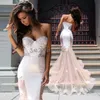 Fashion White And Champagne Mermaid Wedding Dresses Sweetheart Strapless Applique Lace Long Bridal Dress African Bride 2022 Wedding Gown