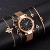 Fashion Armband Uhren Frauen 5 PCs Set Luxus Rose Gold Lady Uhren Starry Sky Magnet Schnalle Geschenke für Frauen 2012043448029