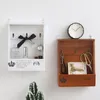 Home Wall Decor Handmade Wooden Key Hook Jewelry Organizer Storage Box Multi-purpose Porch Wall Keys Bags Hanging Storage Holder 201022