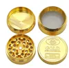 Metal grinder 4 layers gold coin pattern smoking accessory Manual smoke grinder