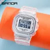 SANDA Mode Sport Vrouwen Transparante band LED Digitale Klok Dames Elektronisch Horloge Reloj Mujer Relogio Feminino 2009 201217178H