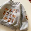 Conjunto de roupas da moda infantil inverno venda imperdível ternos grossos meninos menina moletons casuais cor sólida estampado urso duas peças terno de treino