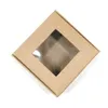 Foldable Kraft Paper Package Box Crafts Arts Storage Boxes Jewelry Paperboard Carton for DIY Soap Gift Packaging With Transparent