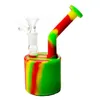Portable 5inches Water Pipes Removable recycler bong silicone dab rig for smoke unbreakable Color printing bongs