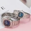 Fabryczne męskie automatyczne zegarki mechaniczne Silver Pasek Blue Gold Watch Waterproof Waterproof Waterproof Wristre Montre de Luxe Lady Watches214n