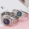 Relojes mecánicos automáticos para hombre de fábrica correa de plata reloj de oro azul reloj de pulsera impermeable de acero inoxidable montre de luxe relojes para mujer 214n