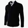 E-BAIHUI Maglioni Invernali da Uomo Moda Manica Lunga Colletto Stand Cardigan Maglione Button Down Cable Maglione Lavorato a Maglia Pullover da Uomo