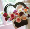 Handhållen blommor Box Heart-Shaped Flower Bundle Box Fresh Love Flower Borge Portable Paper Flowers Packaging Bag222s