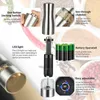 Electric Pepper Mill Stainless Steel Salt Shaker Grinder Set with Metal Stand and Oil Sprayer Kitchen Tool Spice 220311