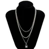 IngeSight Z Gothic Multi Layered Silver Color Link Chain Choker Necklace Collar for Women Men Padlock Pendant Necklaces Jewelry284t