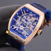 Nouveau Vanguard Yachting Gravity V45 T Cadran Squelette Automatique Montre Homme Or Rose Boîtier Bleu Intérieur Bleu Rubbe Sport Wathes HWFM Hello_Watch