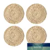 4Pcs Natural Handmade Straw Woven Placemat Round Braided Placemat Mat Table Mat3141913