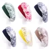 Tie Dye Satin Bonnet Hår Styling Cap Lång Hårvård Kvinnor Natt Sova Hat Head Wrap Dusch Hår Styling Verktyg