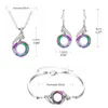 Fashion Nirvana Phoenix Earrings Necklace Jewelry Set Rainbow Crystal Peacock Zircon Drop Earring Bracelet for Women