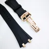 27mm Black Rubber Strap 18mm Rose Gold Steel Strainless Folding Strap for AP Royal Oak 15400 15390 39mm 41mm Models Watch