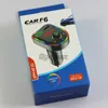 F6 Caricabatteria per auto Wireless Auto BT 5.0 Trasmettitore FM Adattatore vivavoce Lampada per atmosfera Lampada Ricevitore audio Lettore MP3 con scatola al minuto