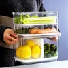 Contenitori per alimenti per frigorifero con coperchio Contenitori per alimenti da cucina Serbatoio in plastica Separato per frutta e verdura Scatola fresca Big Ml 201021