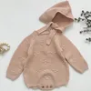 Tulum Sonbahar Kış Bebek Kız Örgü Giysi Doğan Kızlar Örme Tulum + Şapka Toddler Uzun Kollu Bodysuits1