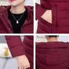 Women's Down Parkas 2022 Winter Jackets Office Ladies Slim X-Long Woman Stand Collar Hooded Solid Plus Size Thick Female Cold Coat Kare22